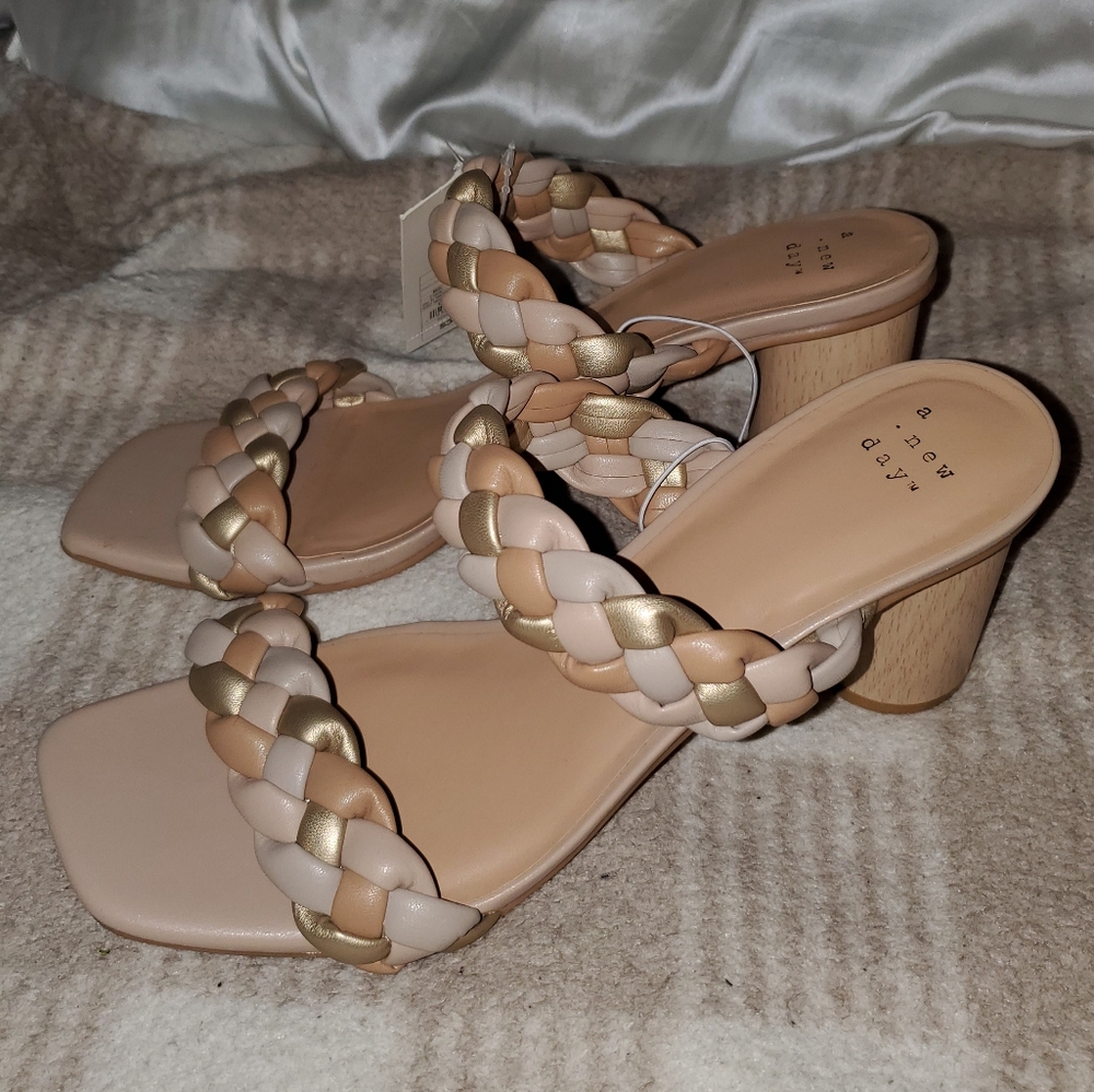 NWT A New Day Basil Multicolored Metallic Mule Heels - Picture 5 of 16